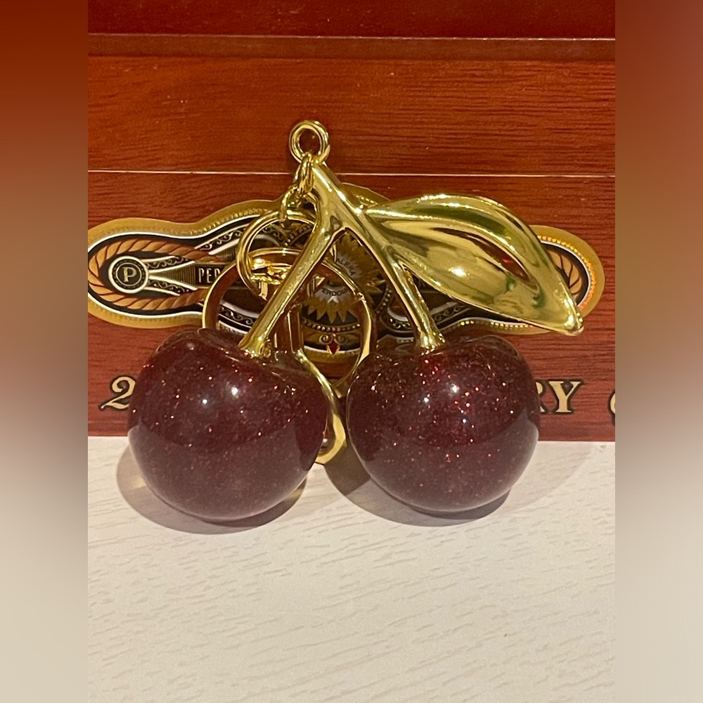 Chic Cherry Keychain with Sparkly Resin